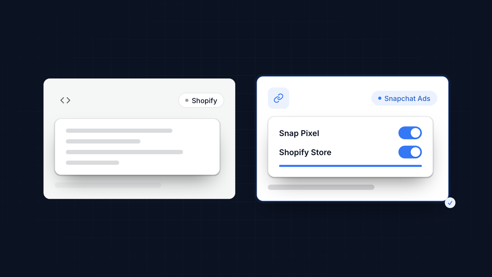 The Snapchat Ads app links a Snapchat pixel to a Shopify store so ad activity can be tracked.